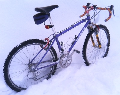 Kの雪上ロードバイク